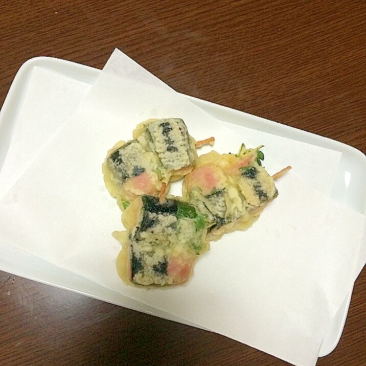 魚肉ソーセージの大葉&海苔巻き天